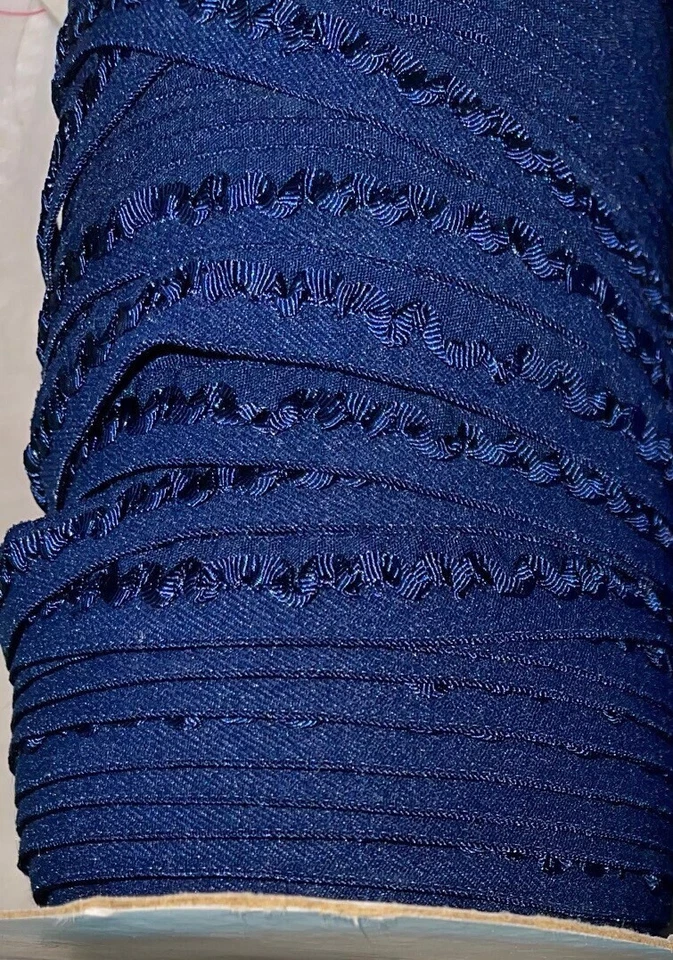 LOT 20 yards navy blue ruffle FOE foldover lingerie sewing elastic 1/2" wide - Image 1 of 1