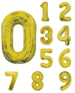 NUMBER BALLOONS, GOLD SHAPE NUMBER FOIL BALLOON 34 INCH. - Picture 1 of 21
