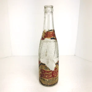 Vintage 1940s Embossed Pepsi Cola Paper Label Bottle Double Dot Long Island - Picture 1 of 10