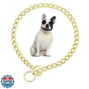 Gold Choke Collar for Dogs,Metal Slip Link Dog Choke Collar Training Heavy Du - Picture 1 of 5