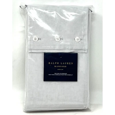 Fronhas Ralph Lauren RL linho sólido king lençol PEBBLE novo em folha em pacote - Imagem 1 de 4