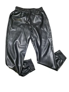 Pantalones Jogger Bagatelle Imitación Cuero Negro Cintura Elástica Talla S  - Imagen 1 de 7