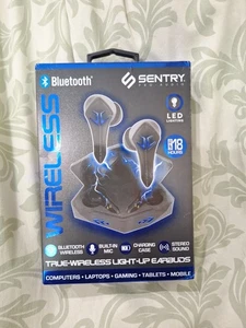 NEW Sentry Light Up Wireless Bluetooth Gaming Earbuds w/ Charging Case Blue - Picture 1 of 4
