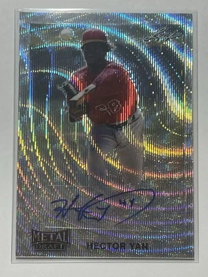 2020 Leaf Metal Draft 1990 Leaf Autographs Silver Wave #LA-HY1 Hector Yan - Image 1 of 2