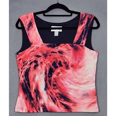 Camiseta sin mangas JOSEPH RIBKOFF para mujer talla 10 rosa cuello cuadrado estampado abstracto  Foto 1 de 4