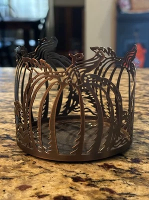 Bath and Body Works 3 Wick Candle Holder Bronze Color Pumpkins - Image 1 of 4