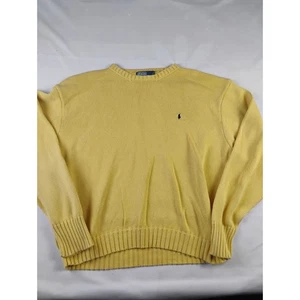 Polo Ralph Lauren Yellow Cotton Knit Sweater Mens XXL Crew Neck Pullover - Picture 1 of 3