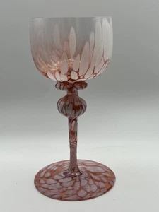 Unique Wine Glass Stemware Goblet Blush Pink w/White • 6" - Picture 1 of 4