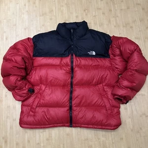 Vintage North Face Nuptse Goose Down 700 Fill Puffer Jacket Herren XL Rot Schwarz - Bild 1 von 11