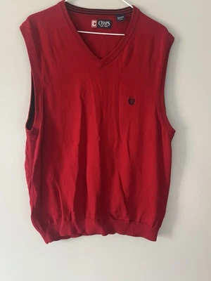 Chaps Mans sweater vest Red and Navy size L 100% Cotton V Neck Vest - Image 1 of 4