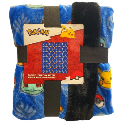 Pokemon Fleece Cloud Throw 人造涤纶毛皮反面,50 英寸 x 60 — 第 1/2 张图片