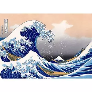Hokusai, The Great Wave off Kanagawa, in 1832 , Canvas Print, B1 Size + Border - Picture 1 of 10
