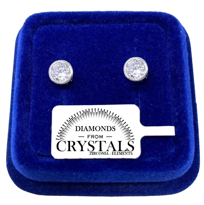 Orecchini Punto Luce Chiuso pl. Oro Bianco 18k con cristalli Zirconi  6 - 9mm - Immagine 1 di 3