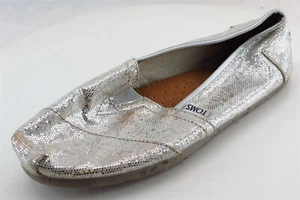 Toms Loafers Silver Synthetic Women Shoes Size 7 Medium - Picture 1 of 6