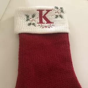 Calze Lavorate a Maglia Monografate K Ricamate Vacanze Natale Rosso Agrifoglio Bianco - Foto 1 di 4