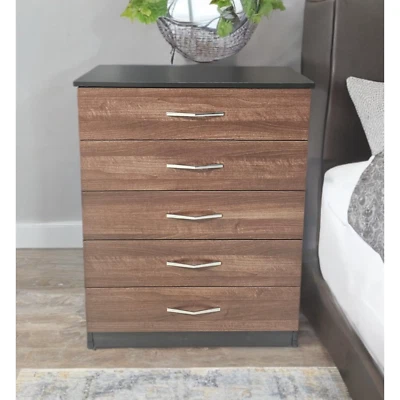 Ready assembled Walnut Chest of Drawers Bedside Table Sideboard Cabinet Bedroom - image 1 of 2