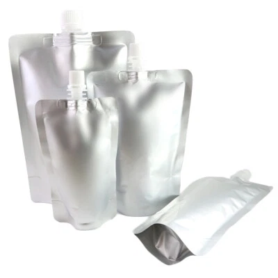 100-1000ML Silver Drink Pouches Flask Bags Cruise Travel Screw Cap Beverage Bags - Image 1 of 4