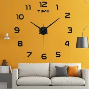 3D DIY Large Frameless Wall Clock Mirror Number Sticker Modern Home Decal Decor - Picture 1 of 13