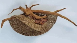 Vtg Mid Century Organic Driftwood Fiber Weave Boho Art Wall Hanging Free US Ship - Picture 1 of 9