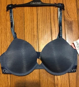 Calvin Klein gepolsterter Push-up-BH Damen Größe 36B blau Calvin Klein on Band neu mit Etikett - Bild 1 von 13
