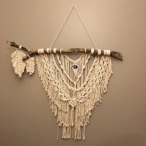 Original handgefertigter einzigartiger Makramee Wandbehang mit Amethyst Stein, kostenloser Versand - Bild 1 von 8