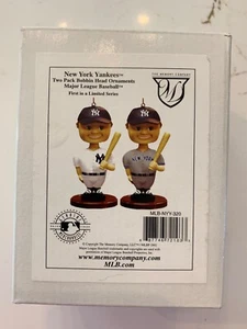 2002 NY Yankees 2-Pack Mini Bobbin Head Christmas Ornaments NEW Vintage - Picture 1 of 9