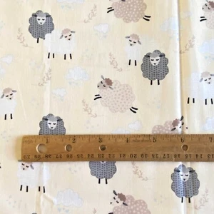 Novelty Sheep Fabric Light Beige Quilting Cotton 19x43 - Picture 1 of 6