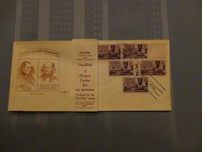 US # 954 Gold Rush 3 C Set Of 5 Pent Arts Cachet Unaddressed FDC W/Label  #10  - Image 1 of 4