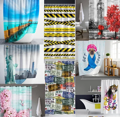 Stoff Duschvorhang Digital Wannenvorhang Bad  120 / 240 x 200 cm inkl Ringe - Bild 1 von 4