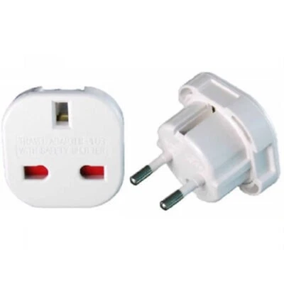 Reiseadapter weiß UK zu EU Netzstecker England nach Deutschland 3 2 PIN - Bild 1 von 4