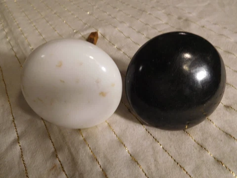 Pair of Stone-Wear Ceramic Antique Door Handles ~ Black & White ~ For 2" Door Cover