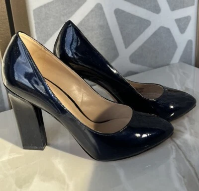 Zapatos de tacón Joan & David para mujer 7 M de cuero sin cordones punta redonda azul marino Foto 1 de 4