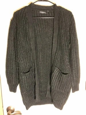 Cárdigan Brave Soul, negro, extra pequeño XS, punto, hasta la mitad del muslo, bolsillos Foto 1 de 2