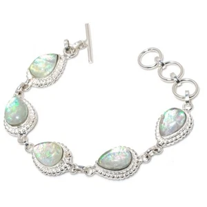 Triplett Opal Edelstein Handarbeit 925 Sterlingsilber Schmuck Armband Größe 7-8" - Bild 1 von 1