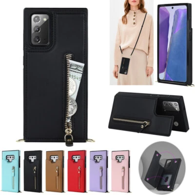 Zip Leather Flip Case Card Crossbody Cover for Samsung Galaxy Note 20 Ultra 10+ - Image 1 of 4