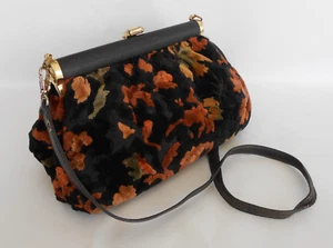 Vintage JR USA Tapestry Carpetbag Handbag Purse Chenille Velvet Floral Boho 1950 - Picture 1 of 12