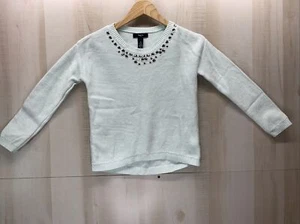 Gap Kids Girls SZ S 6-7yrs. Jeweled Collar Teal Blue Knit Sweater Pullover#2589 - Picture 1 of 6