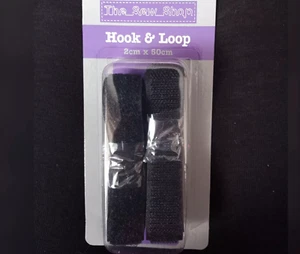 Black Hook & Loop Iron On. Tape/Strips/2cmx50cm/Clothing/Upholstery/Cushions/ - Picture 1 of 2