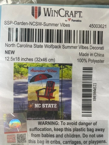 NC State Wolfpack Beach Summer Vibes Yard Garden Flag 12.5”x18” North Carolina Cover