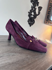 New Vintage Etienne Aigner Merlot Purple Suede Kitten Heel Loafer Pumps Size 10