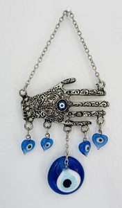 Turkish Evil Eye Hand Home Office Car Hanging Wall Decoration Protection small - Picture 1 of 2