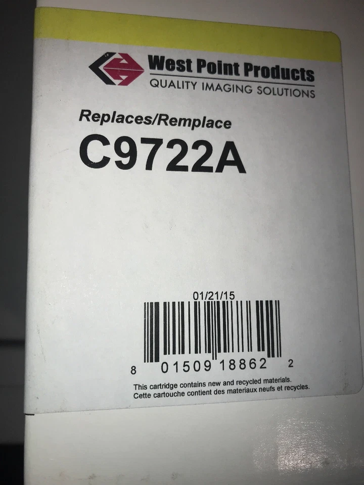 Brand New SealedWest Point Yellow Toner Cartridge for HP C9722A HP 641A 200168P - Image 1 of 4