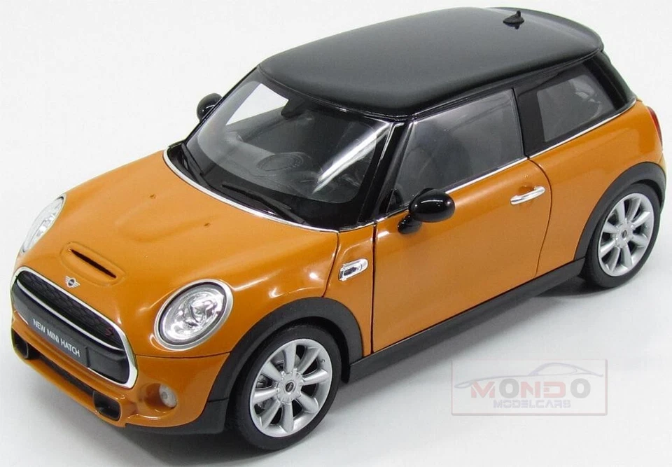 1 18 WELLY Mini Cooper Hatch 2-Door 2015 Ochre Black WE18050OC