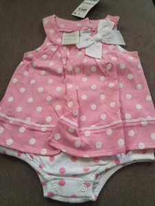 First Impressions Baby Girls 0 3 Months Dotted Cotton Sunsuit One Piece Pink NWT - Picture 1 of 6