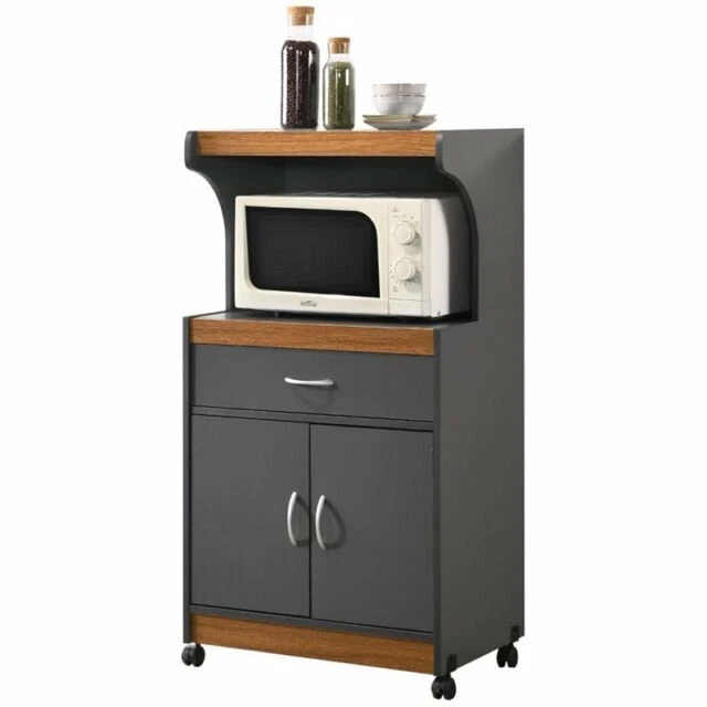 Hodedah HIK72 GREY-OAK Kitchen Cart - Gray