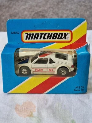 VINTAGE MATCHBOX MB52 BMW M1 WHITE CAR DIECAST MINT / NEAR MINT BOXED - Image 1 of 2
