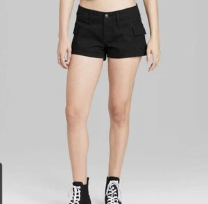 NWT Wild Fable Cargo Jean Shorts Women's XL (38x2) Black Denim Short Shorts - Picture 1 of 8