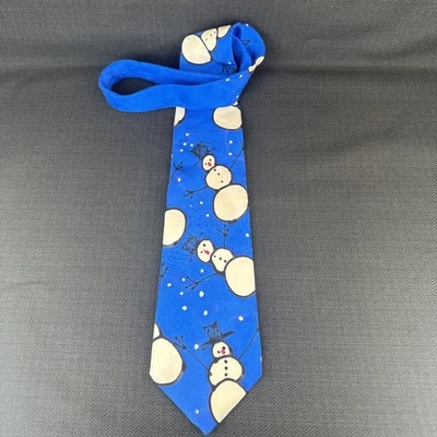 Corbata corta azul Robert Daskal Snowmen John Gordon para hombre 100 % seda 57 x 4 Foto 1 de 4