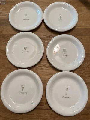 Williams Sonoma WINE SERIES Aperitivo Cóctel 6.25" Platos Repujado Juego de 6 Foto 1 de 4