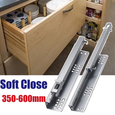 Heavy Duty Soft Close Concealed Undermount Drawer Runners Slides Full Extension - Image 1 of 4